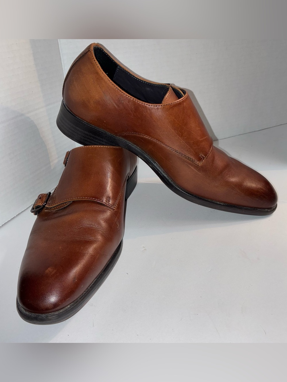 Nordstrom Men's Tan Leather Single Monk Strap Slip-On Loafers